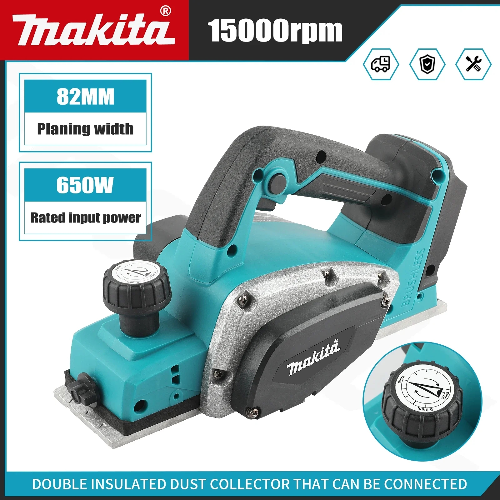 DKP180 ブラシレス コードレス 電気鉋。充電式で、マキ - Planer Handheld Electric のレビューと価格